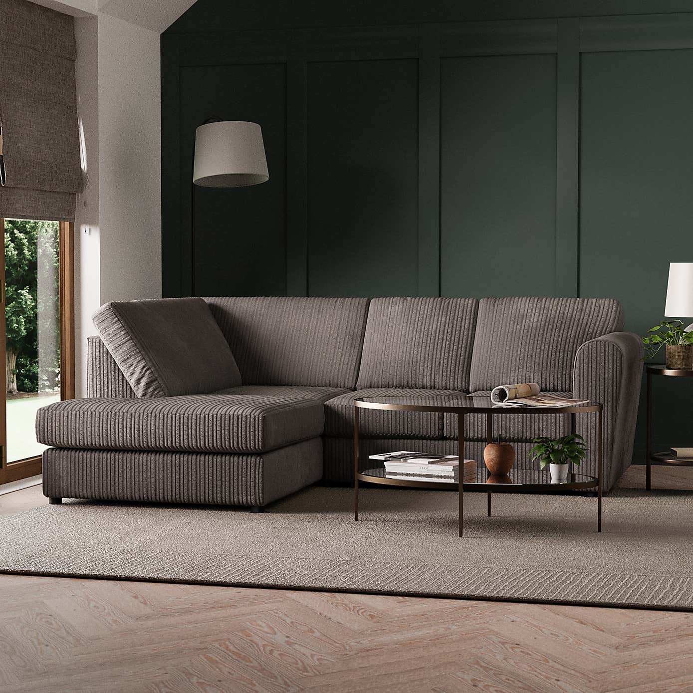 Blake Curved Arm Jumbo Cord Standard Back Corner Sofa