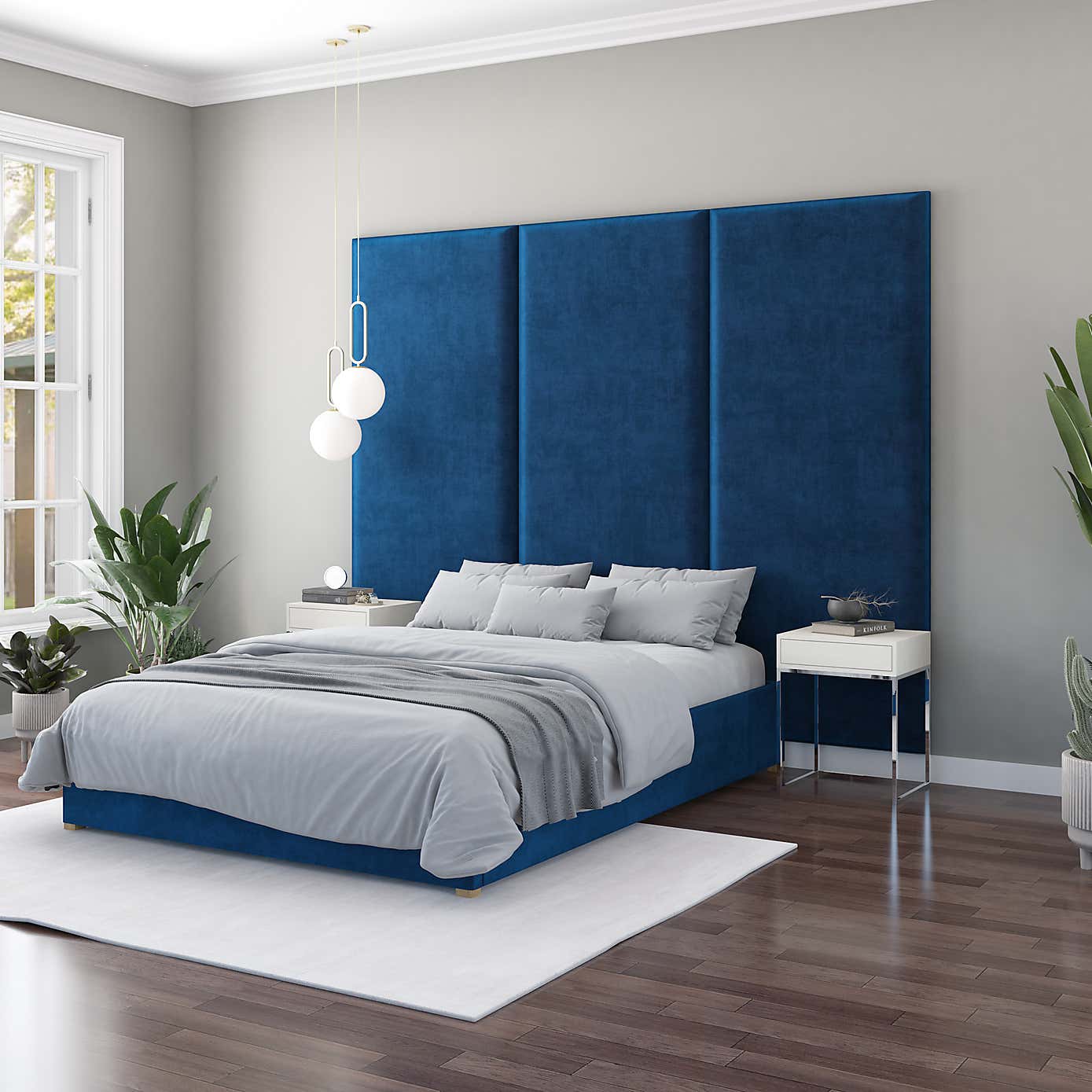 Hanging Wall Panel Dual Mount Plush Velvet Headboard