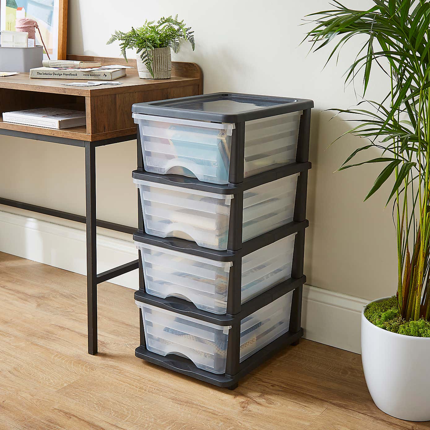 Plastic 4 Drawer Storage Tower Unit