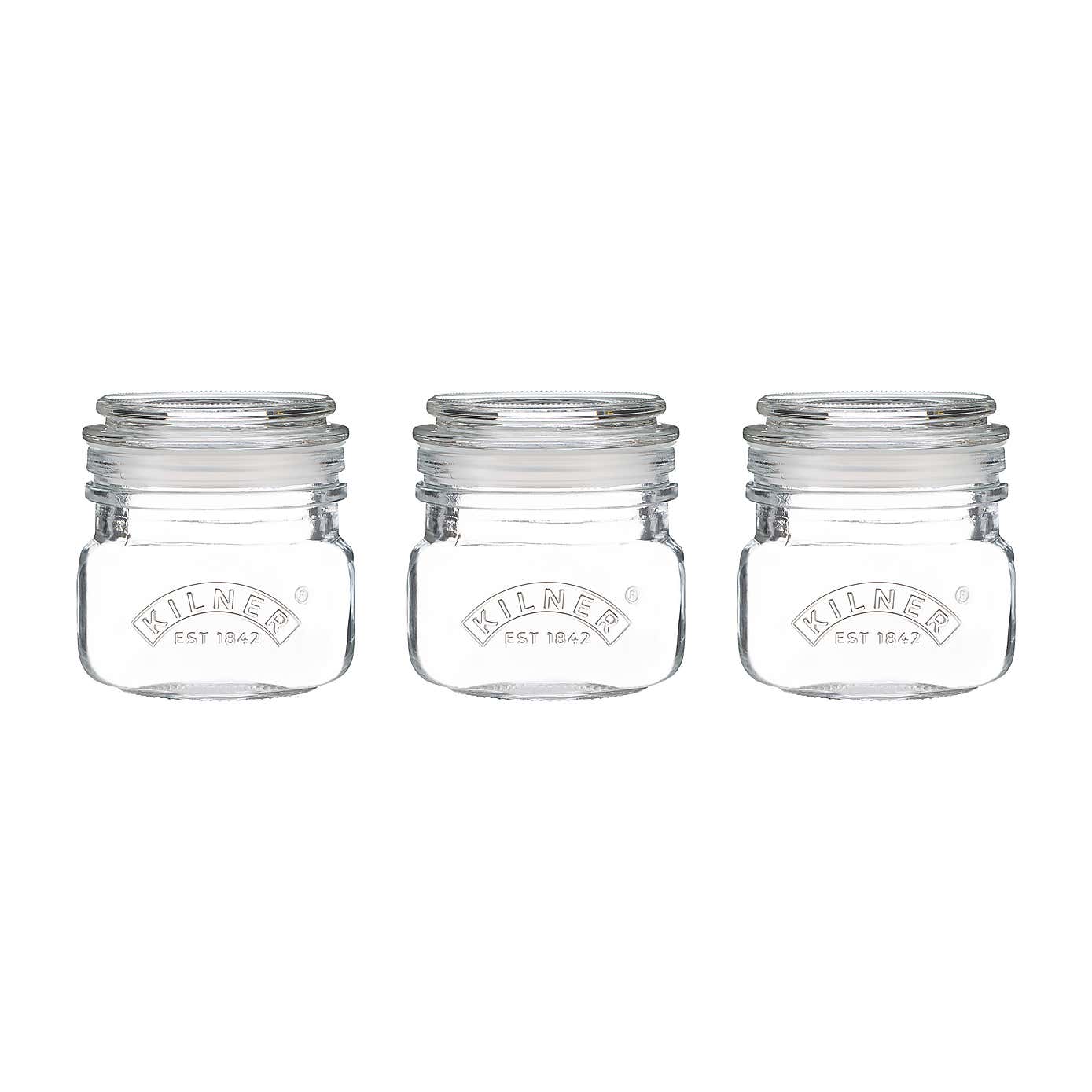 Kilner Set of 3 Universal Square Push Top Jars, 250ml