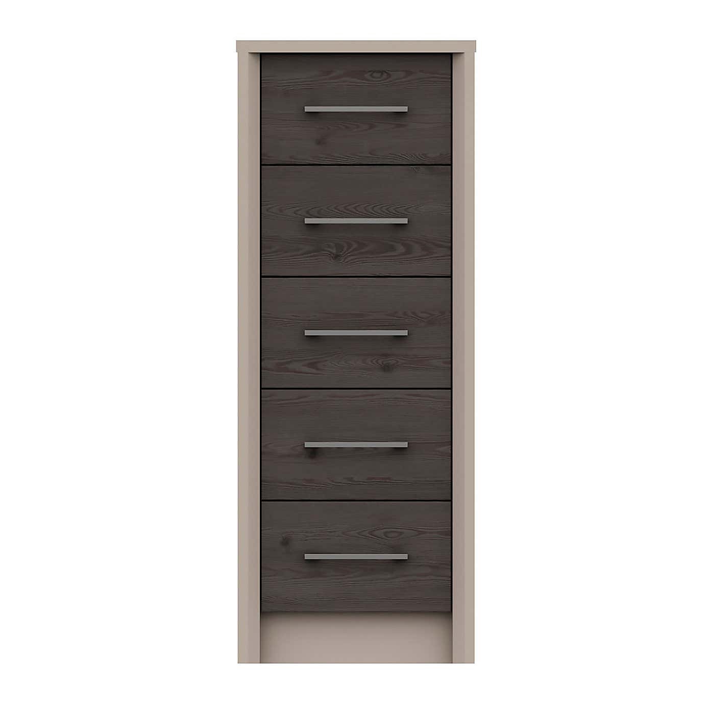 Dolan Grey Oak Effect 5 Drawer Tallboy