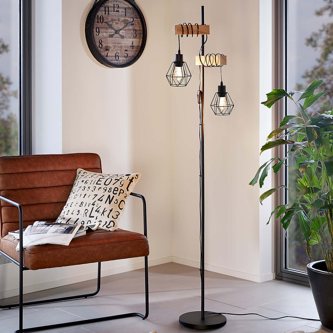 EGLO Townshend Industrial 2 Light Floor Lamp