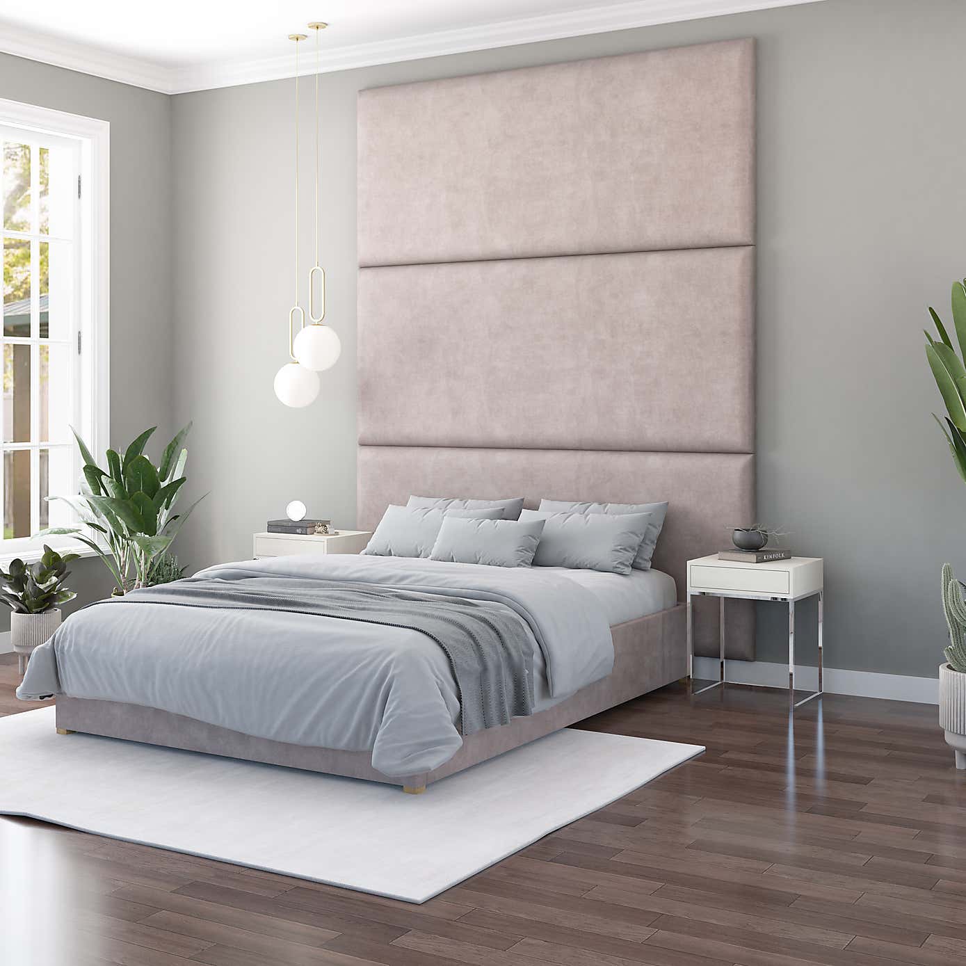 Hanging Wall Panel Dual Mount Plush Velvet Headboard