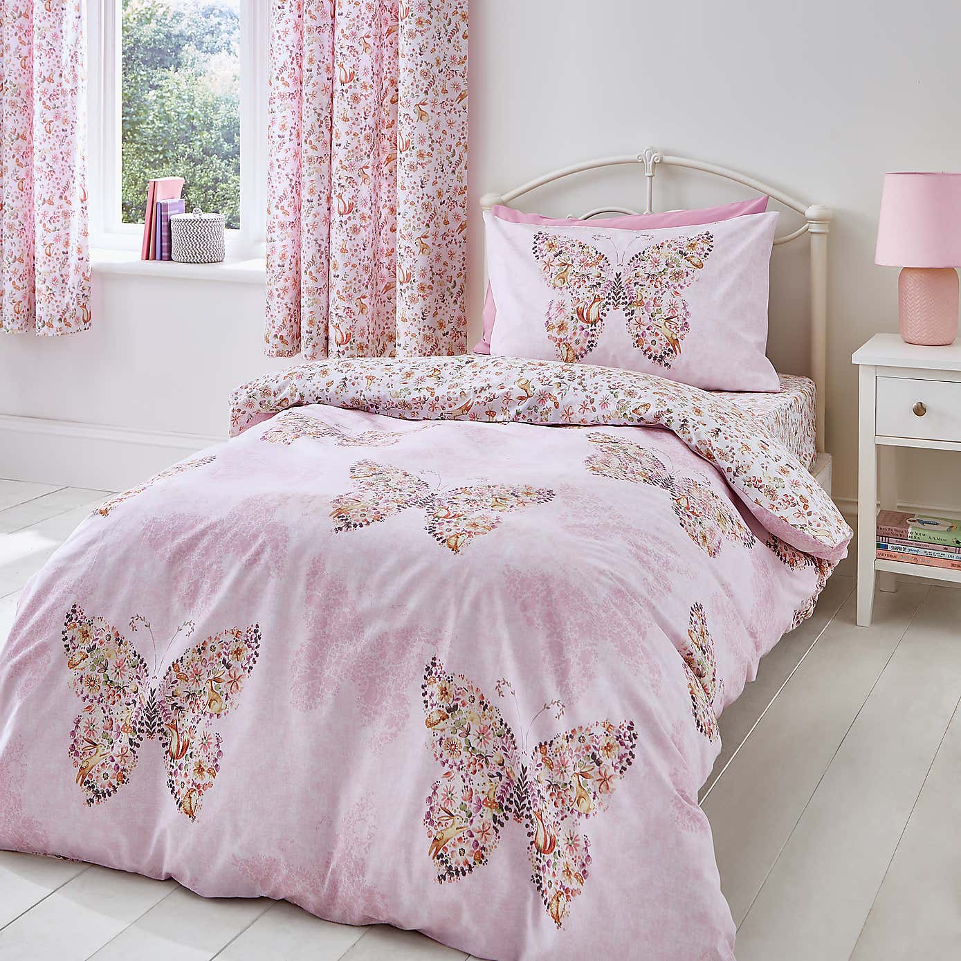 Catherine Lansfield Enchanted Butterfly Reversible Duvet Cover & Pillowcase Set