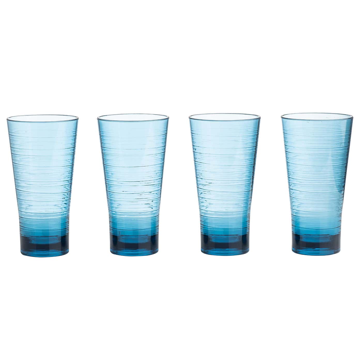 Three Rivers Set of 4 Blue Linear Highball Glasses