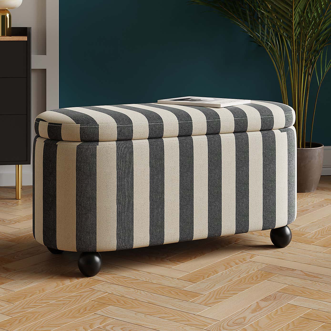 Nylah Linford Stripe Storage Ottoman