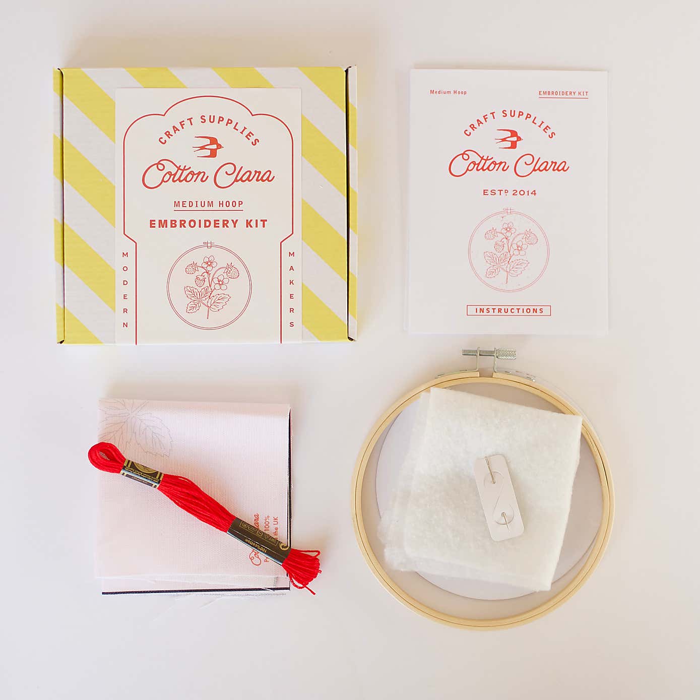 Cotton Clara Strawberry Embroidery Hoop Kit