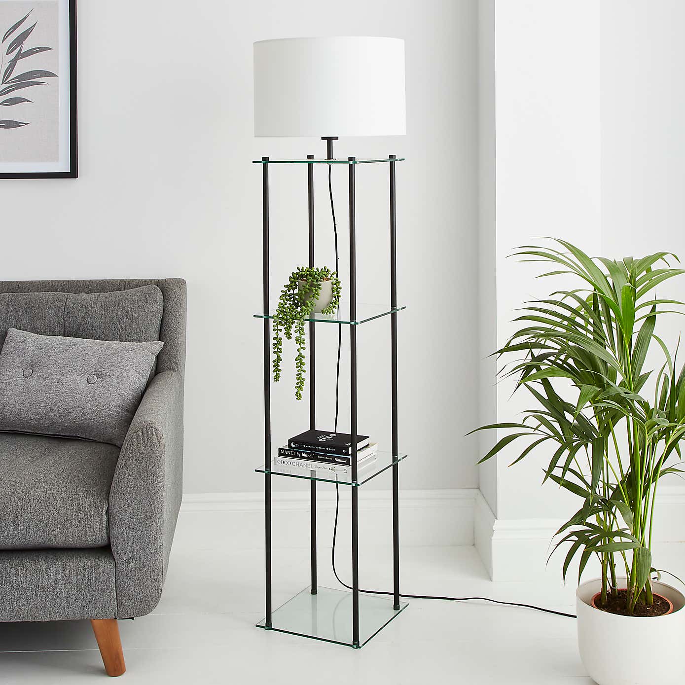 Wendell Glass Shelved Floor Lamp