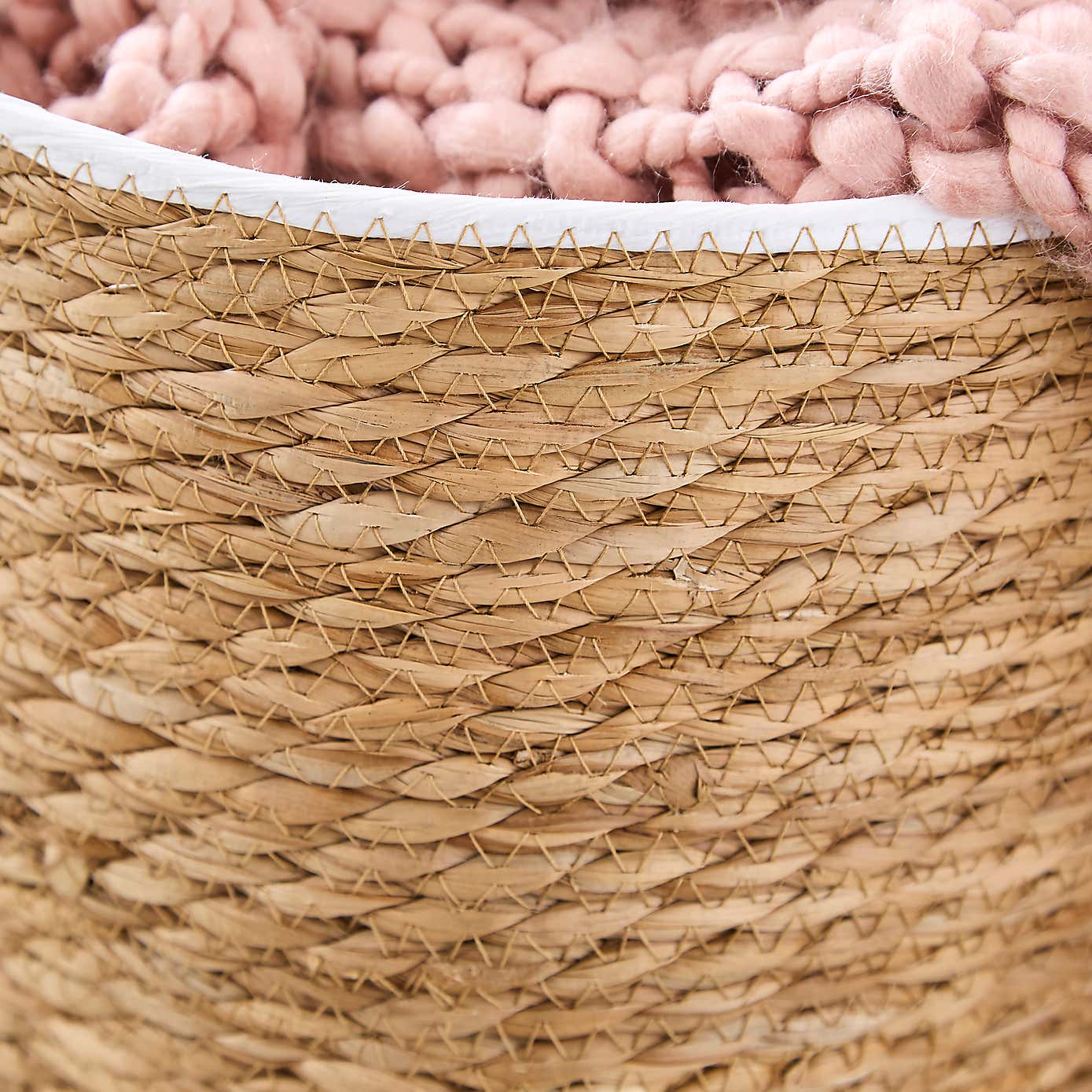 Rush Storage Basket with Trim