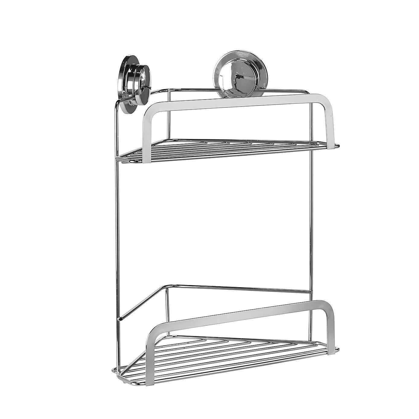 Croydex Stick-n-Lock 2 Tier Corner Basket