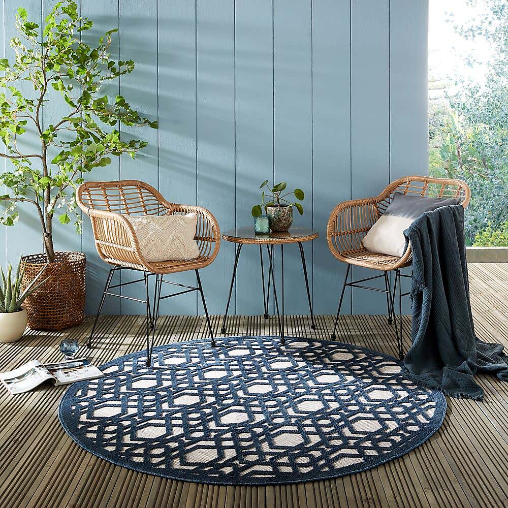 Oro Geometric Indoor Outdoor Round Rug