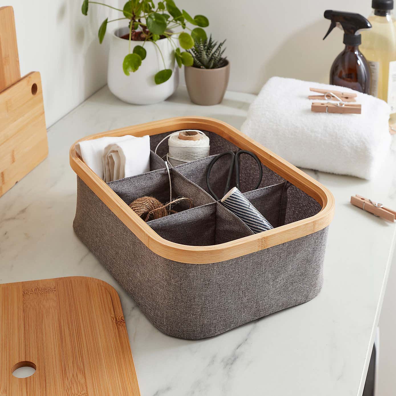 Berkeley 6 Compartments Foldable Storage Basket with Lid