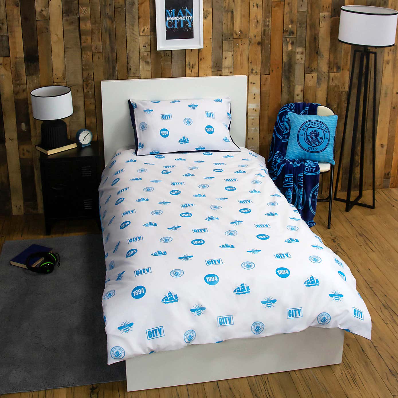 Manchester City Crestcol Single Duvet Cover and Pillowcase Set