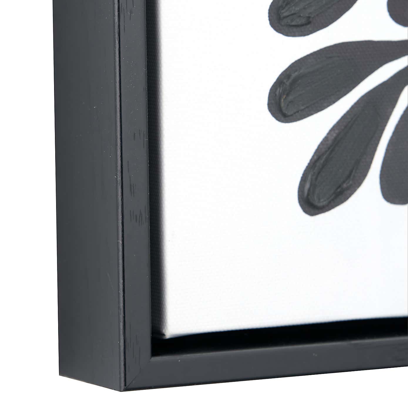 Set of 2 Black Leaf Print Square Framed Canvases