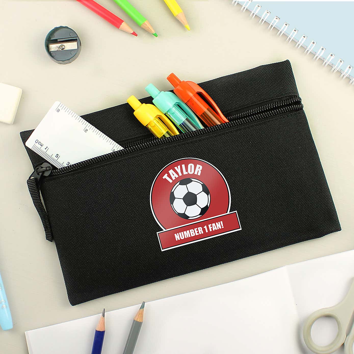Personalised Red Football Fan Pencil Case