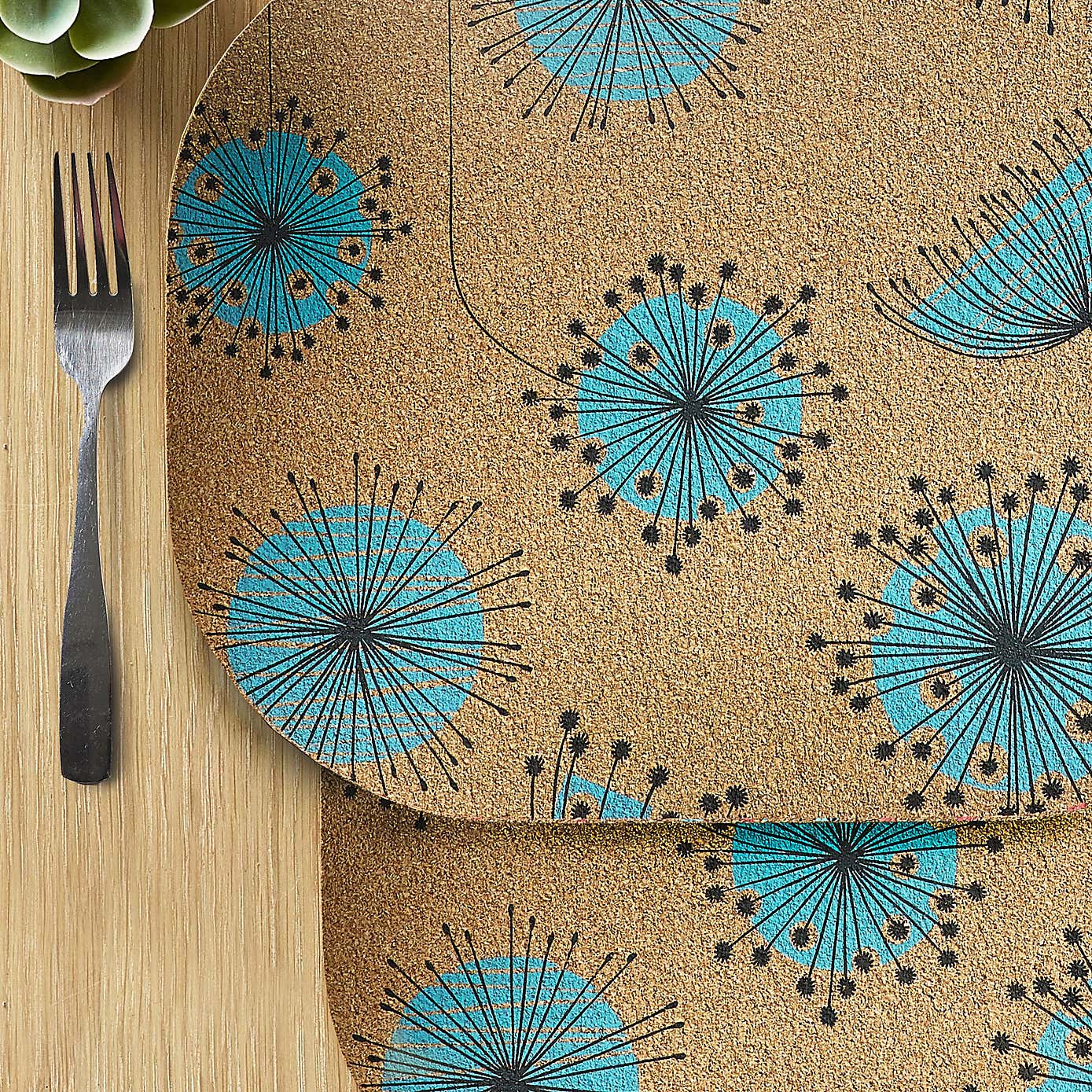 Set of 2 MissPrint Dandelion Printed Cork Placemats