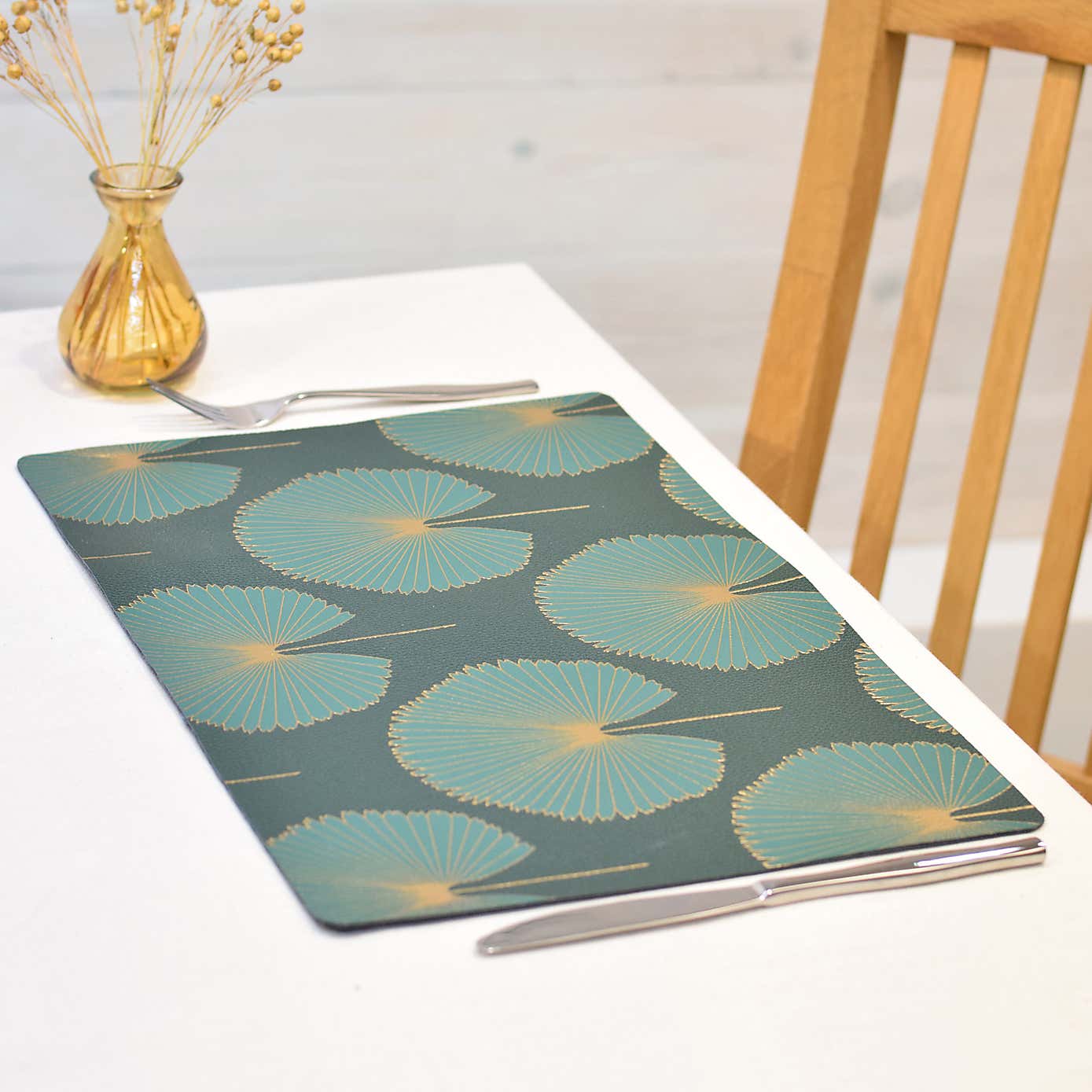 Recycled Faux Leather Oriental Fan Placemat