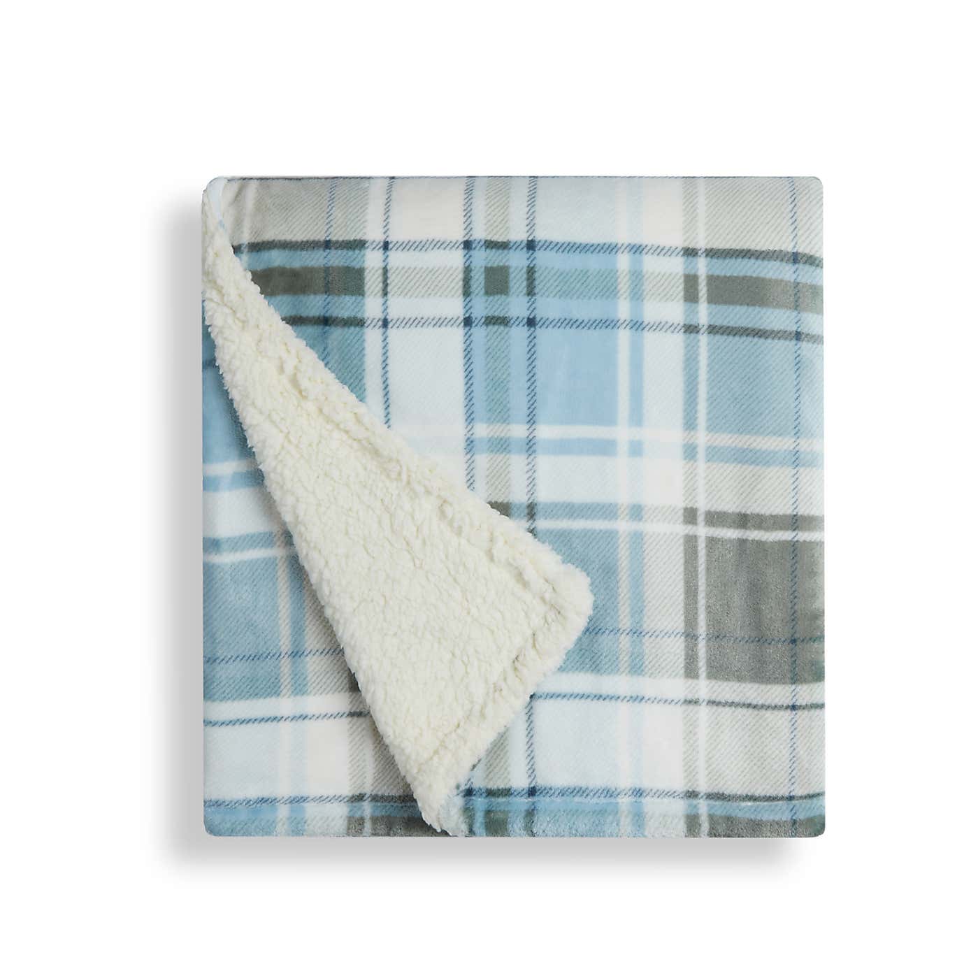 Printed Check Sherpa Throw, 130x180cm