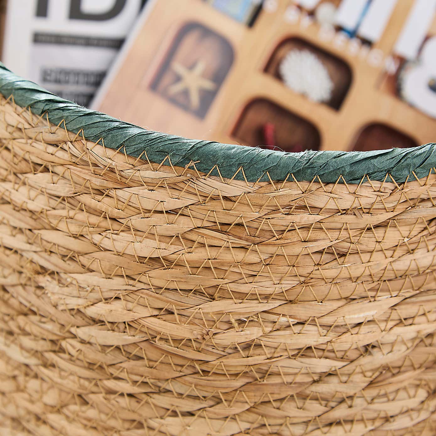 Rush Storage Basket with Trim