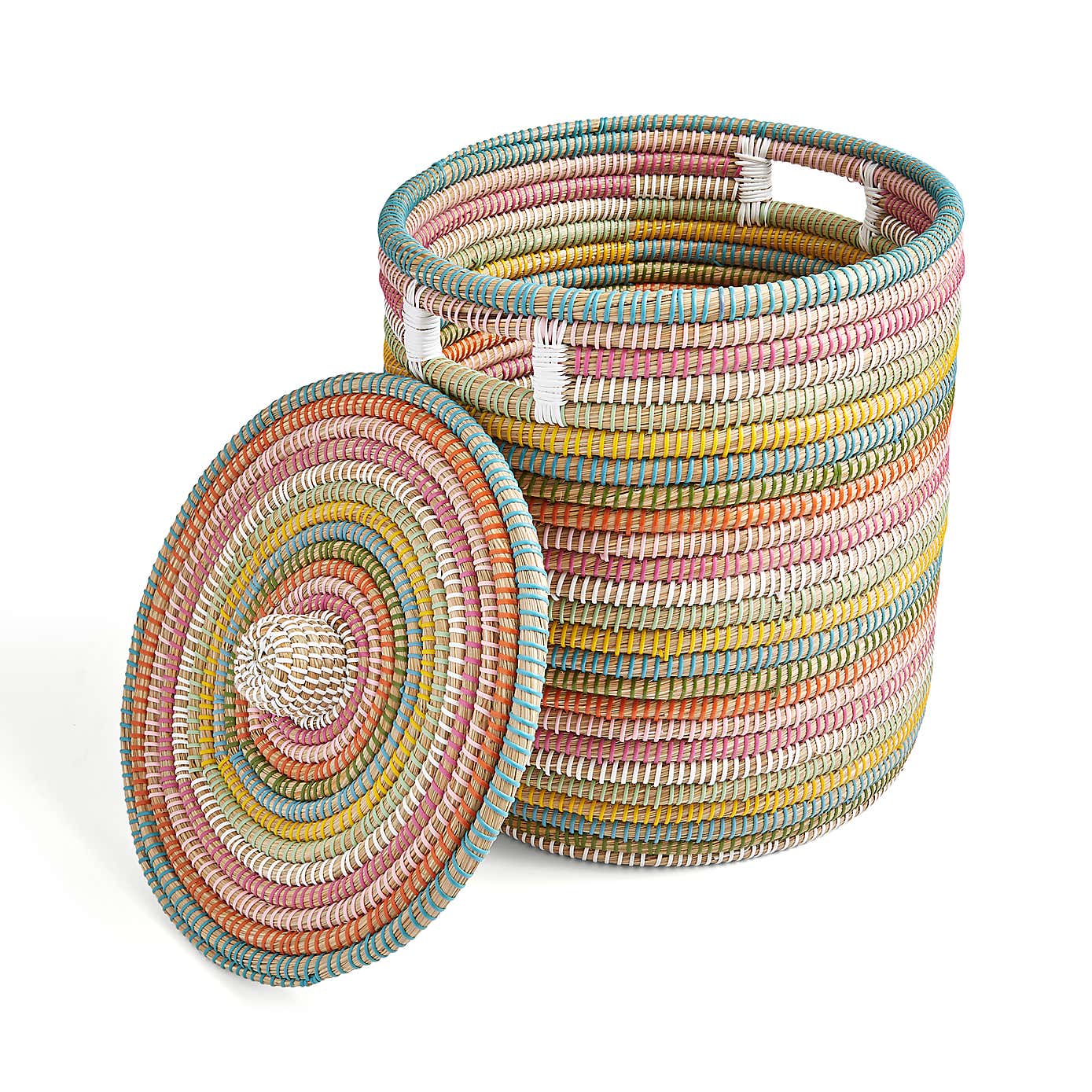 Rainbow Round Storage Basket with Lid