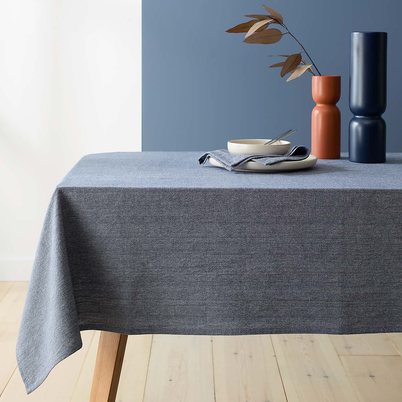 Fairford Navy Cotton Tablecloth