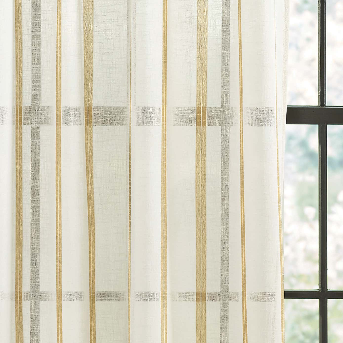 Boucle Stripe Tape Top Single Voile Panel