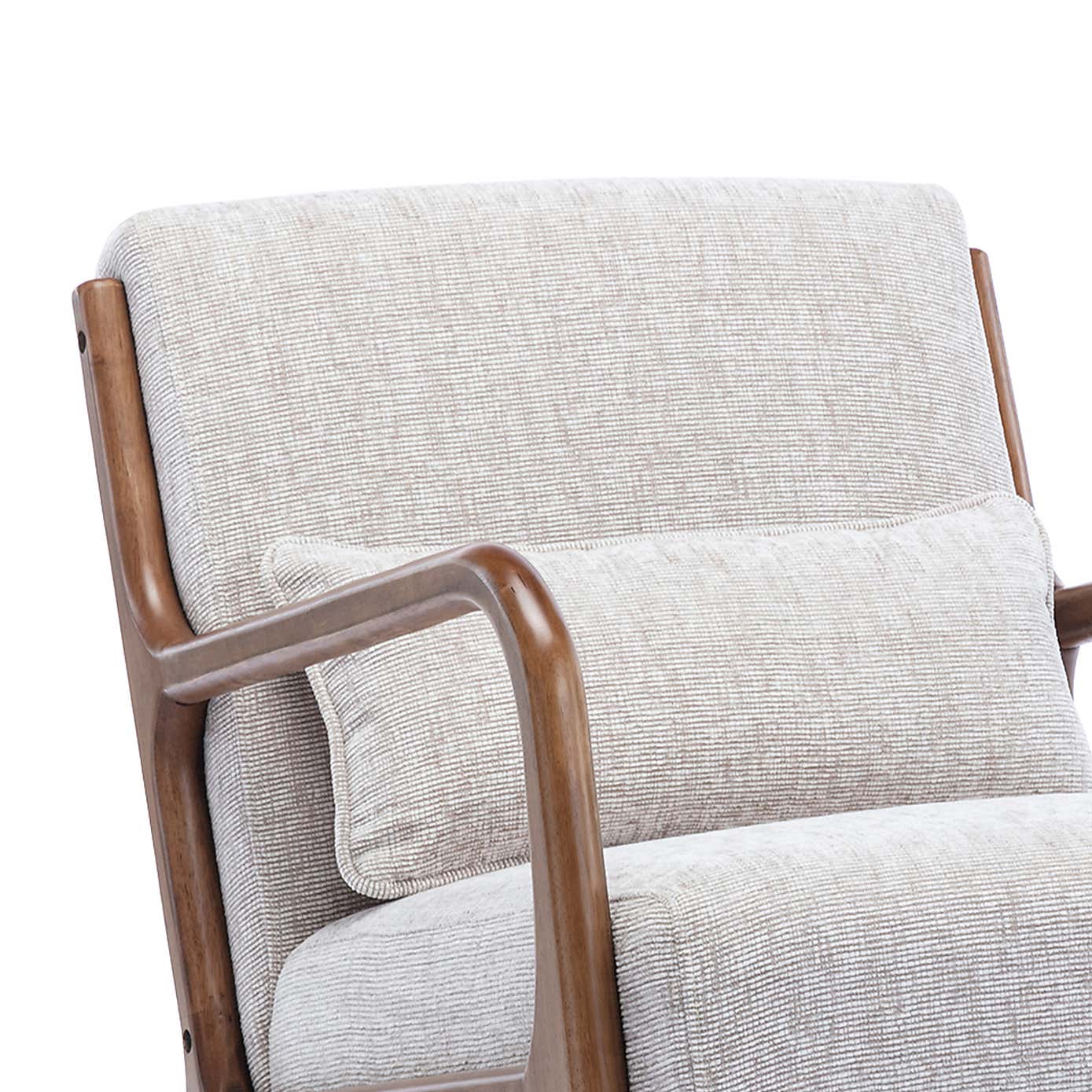 Khali Chenille Wooden Arm Rocking Chair