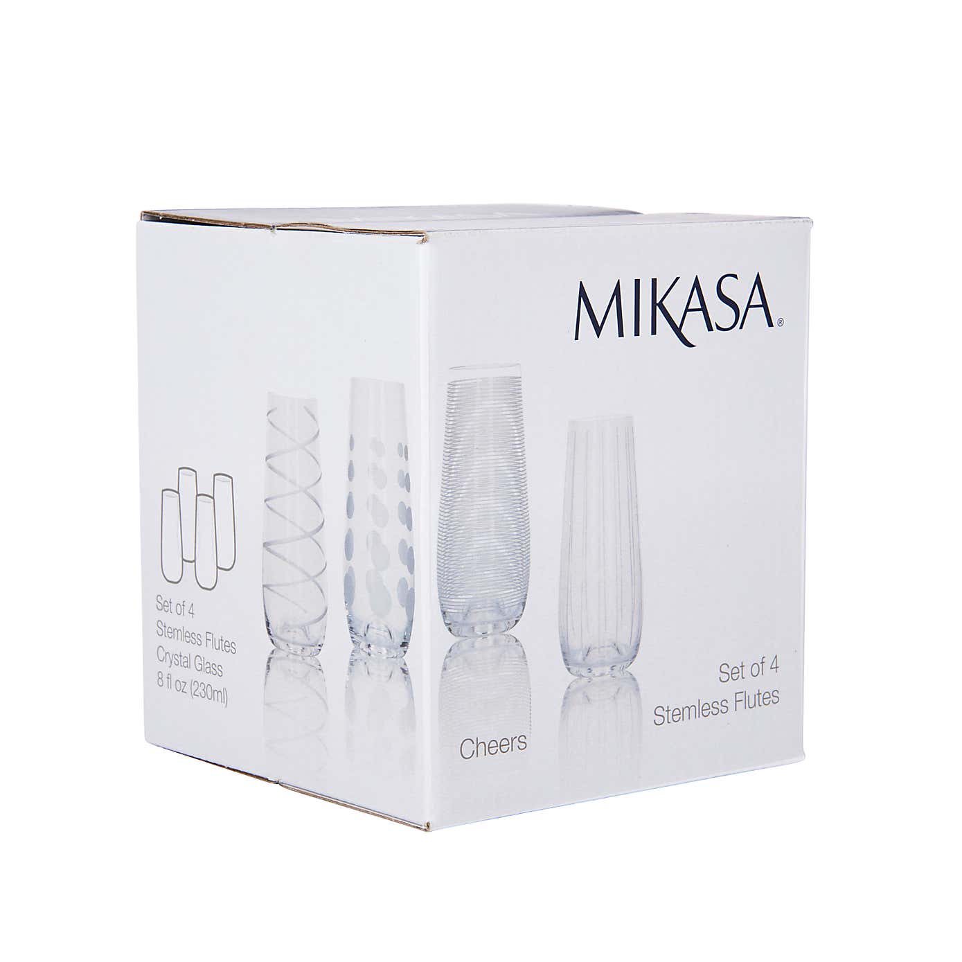 Mikasa Cheers Set of 4 Stemless Flutes