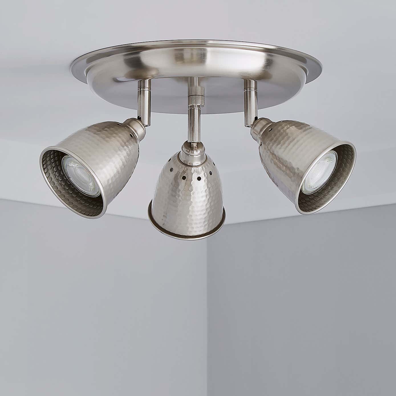 Filbert 3 Light Hammered Chrome Spotlight