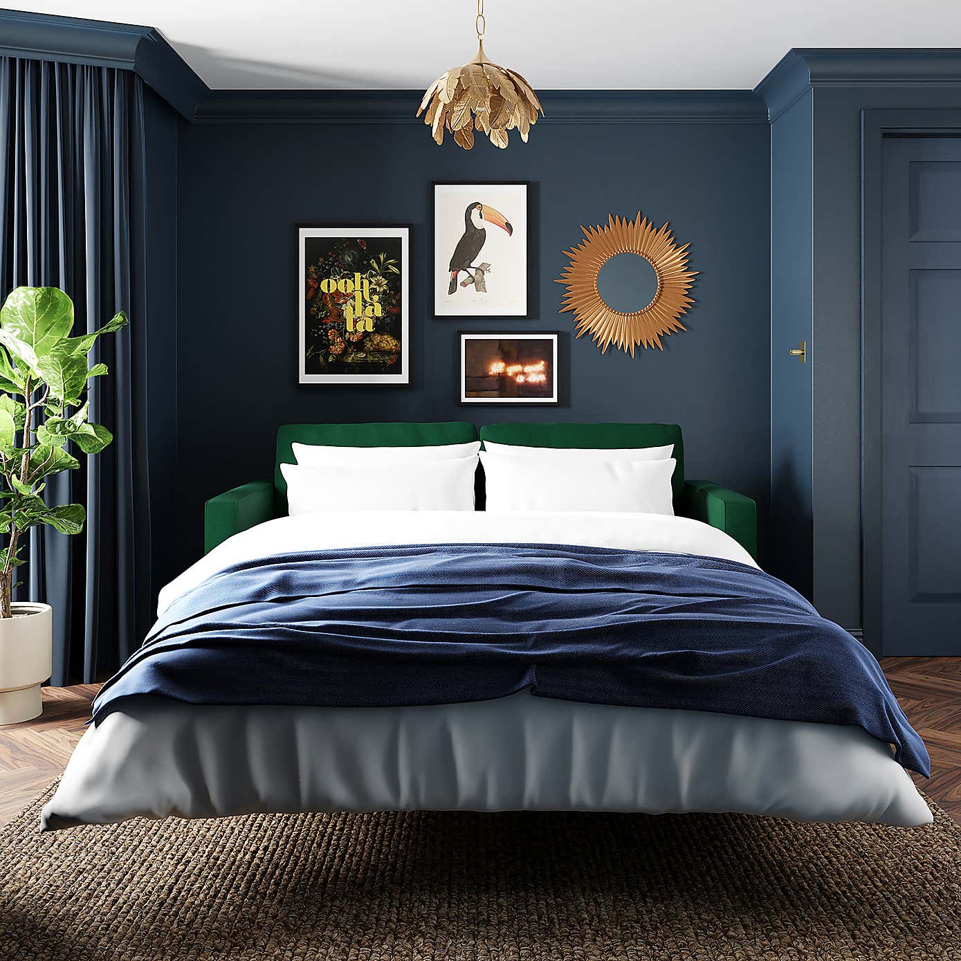 Zoe Velvet 3 Seater Double Sofa Bed