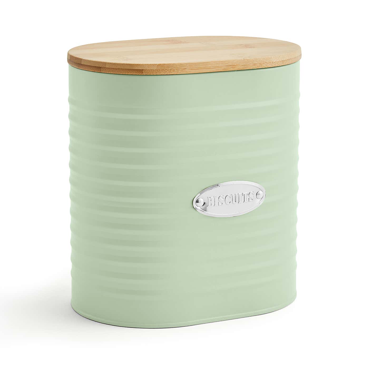 Metal Biscuit Canister with Badge Sage