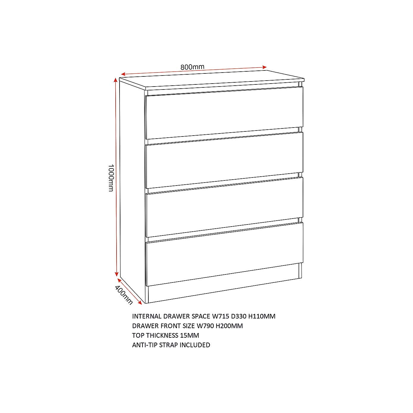 Malvern 4 Drawer Chest