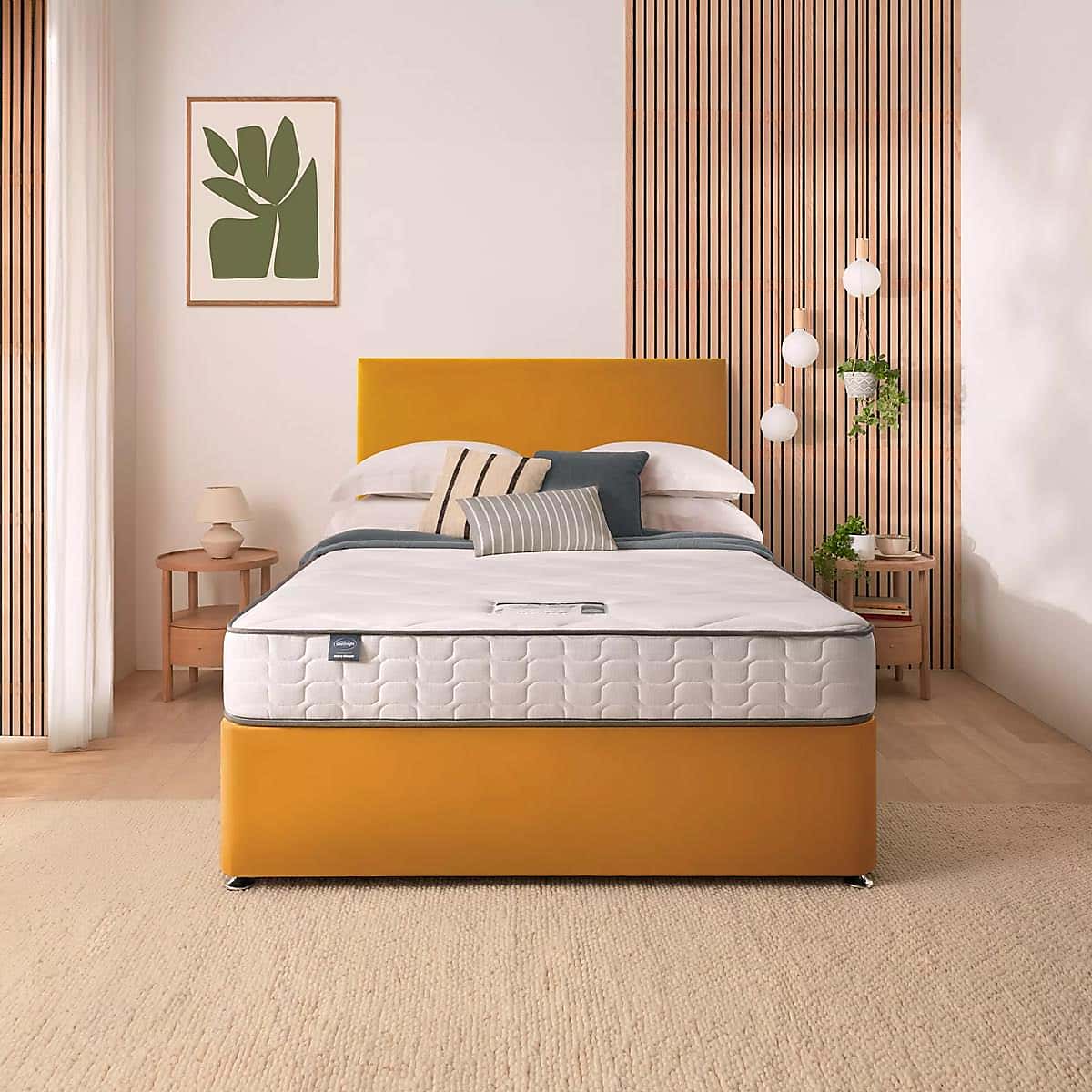 Silentnight 2 Drawer Divan Bed With Velvet Paris Headboard