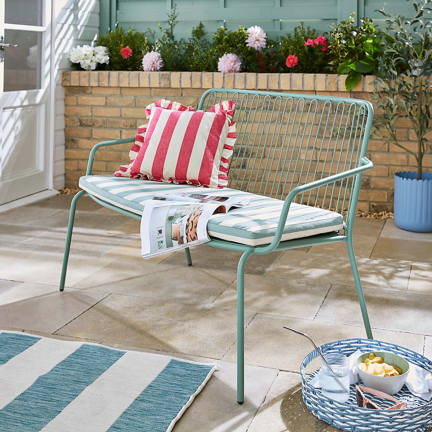 Striped Bench Pad, Lilypad