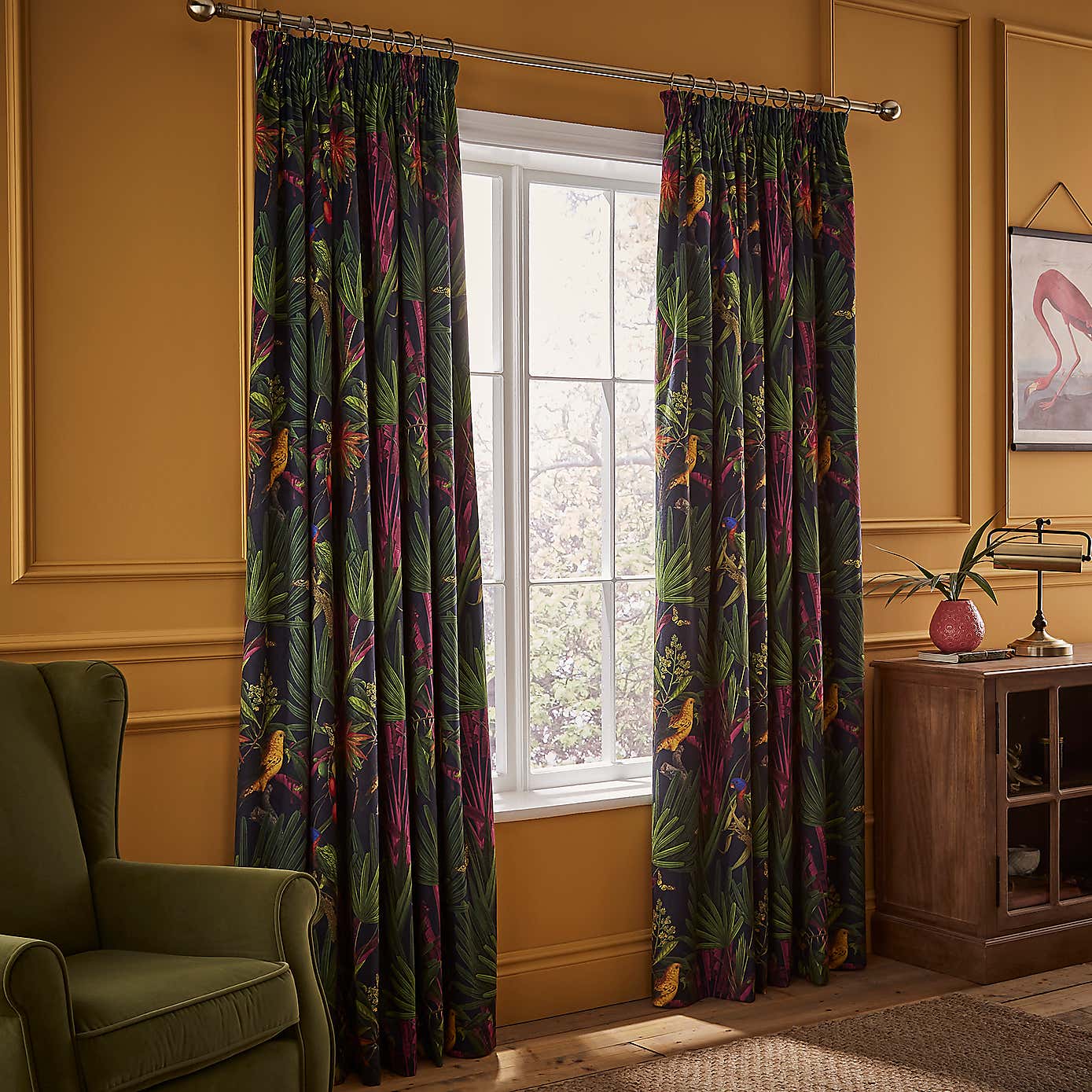 Tropical Treasures Pencil Pleat Curtains