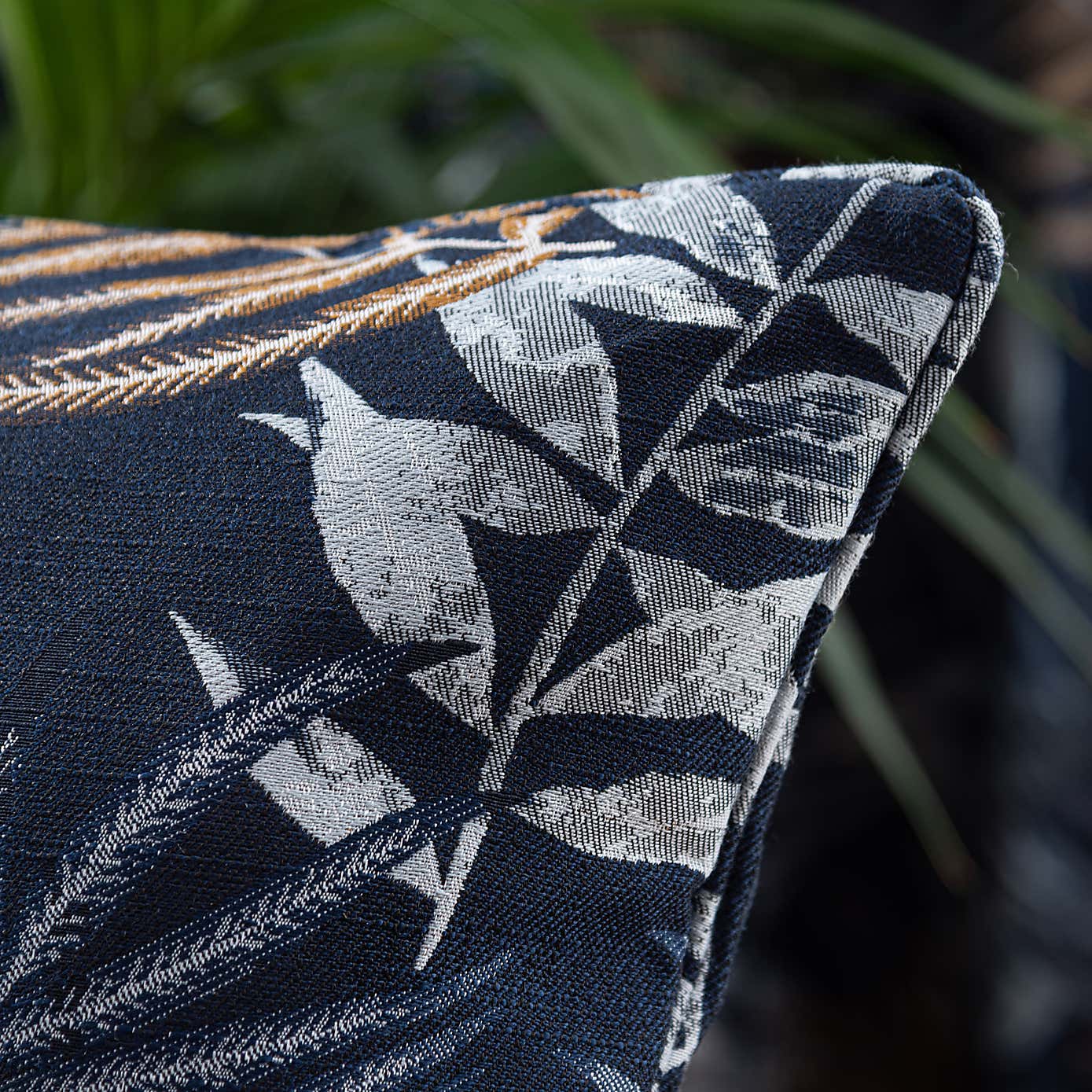 Leaf Jacquard Grey Cushion