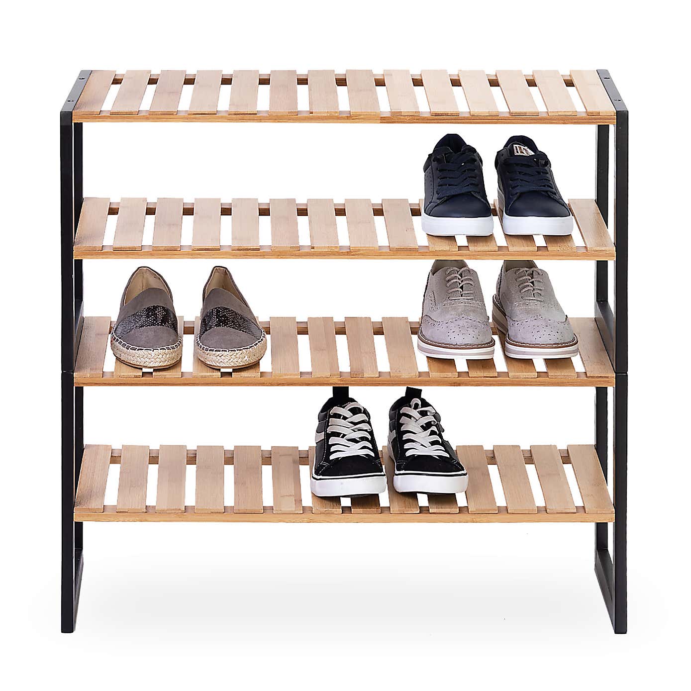 Stacking Bamboo 6 Pair Shoe Storage Rack