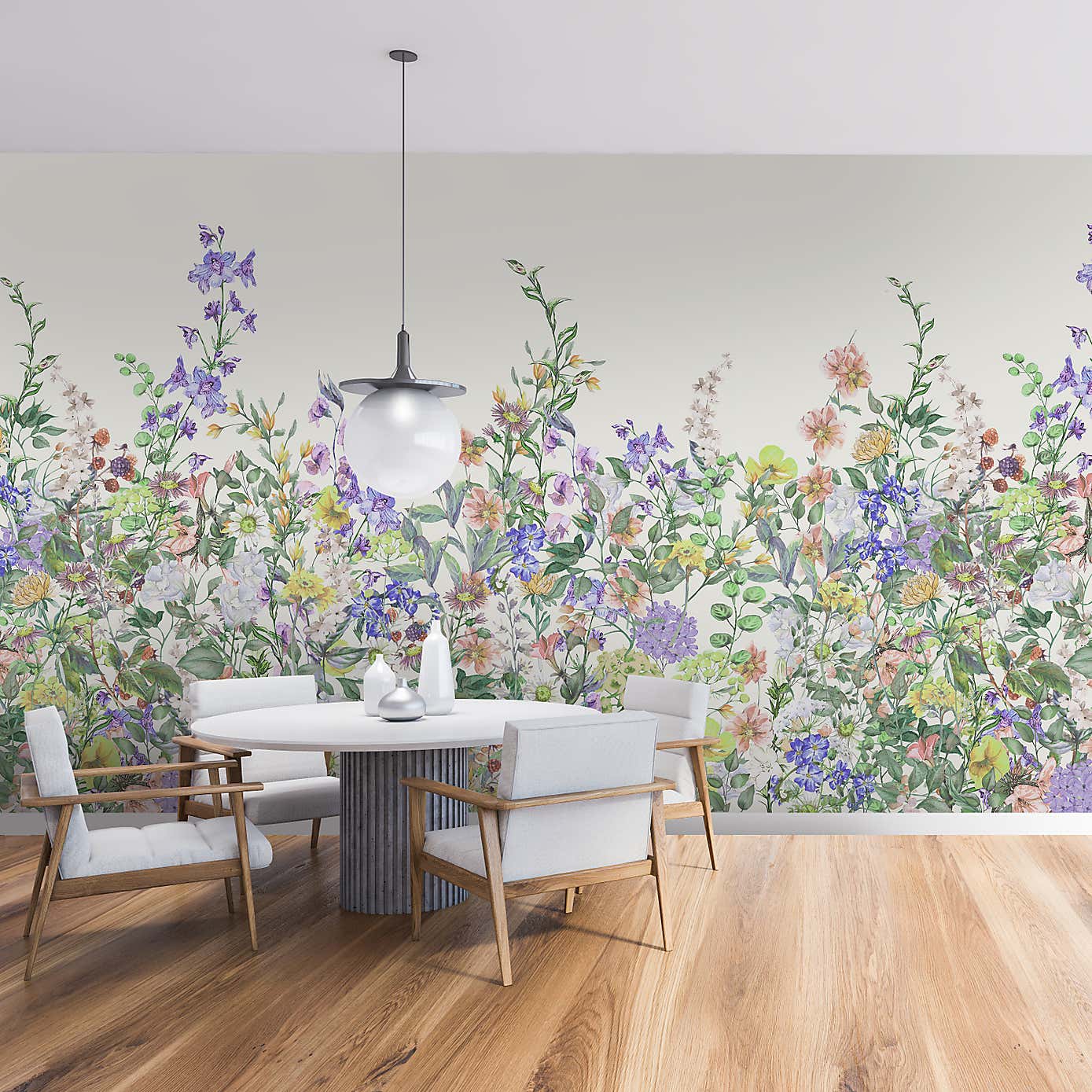 Floral Garden Lilac Mural