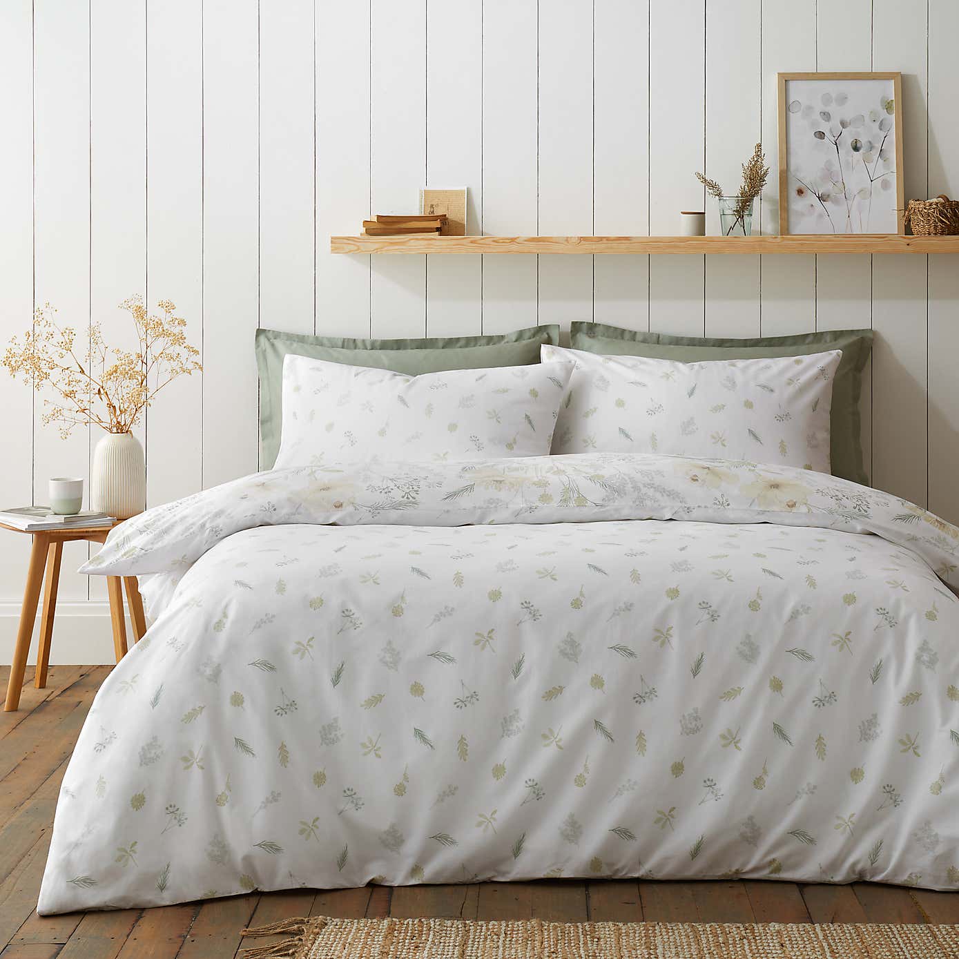 Floral Shadows 100% Cotton Duvet Cover and Pillowcase Set