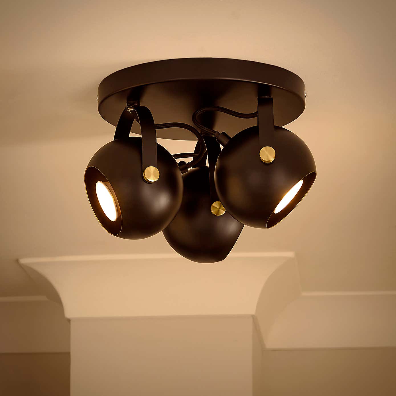 Elements Olympya 3 Light Adjustable Semi Flush Spotlight