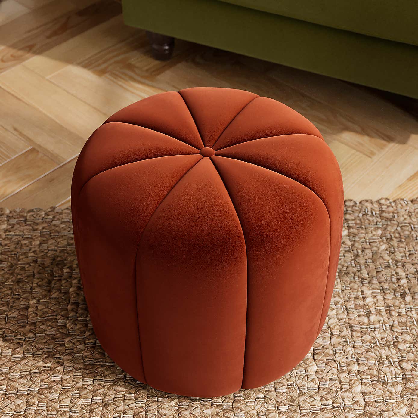 Pumpkin Velvet Footstool