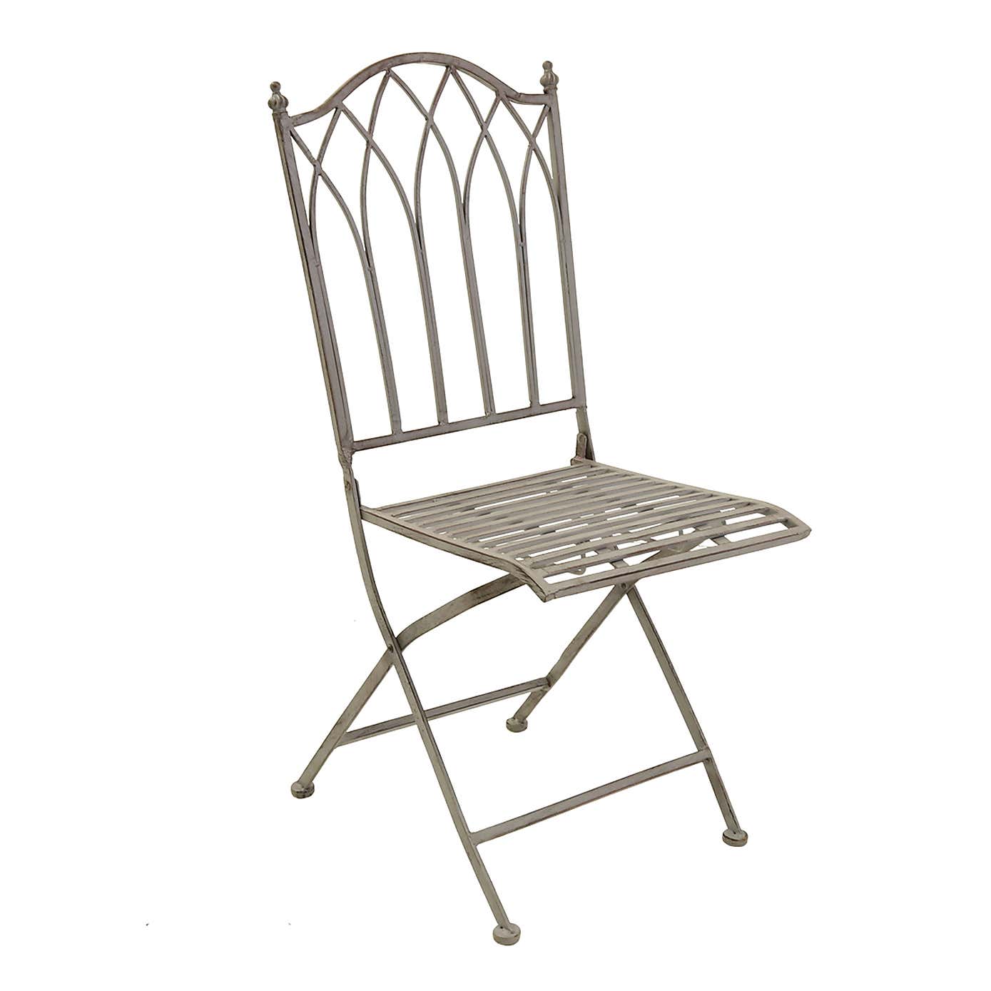 Charles Bentley Foldable Wrought Iron Grey Bistro Set