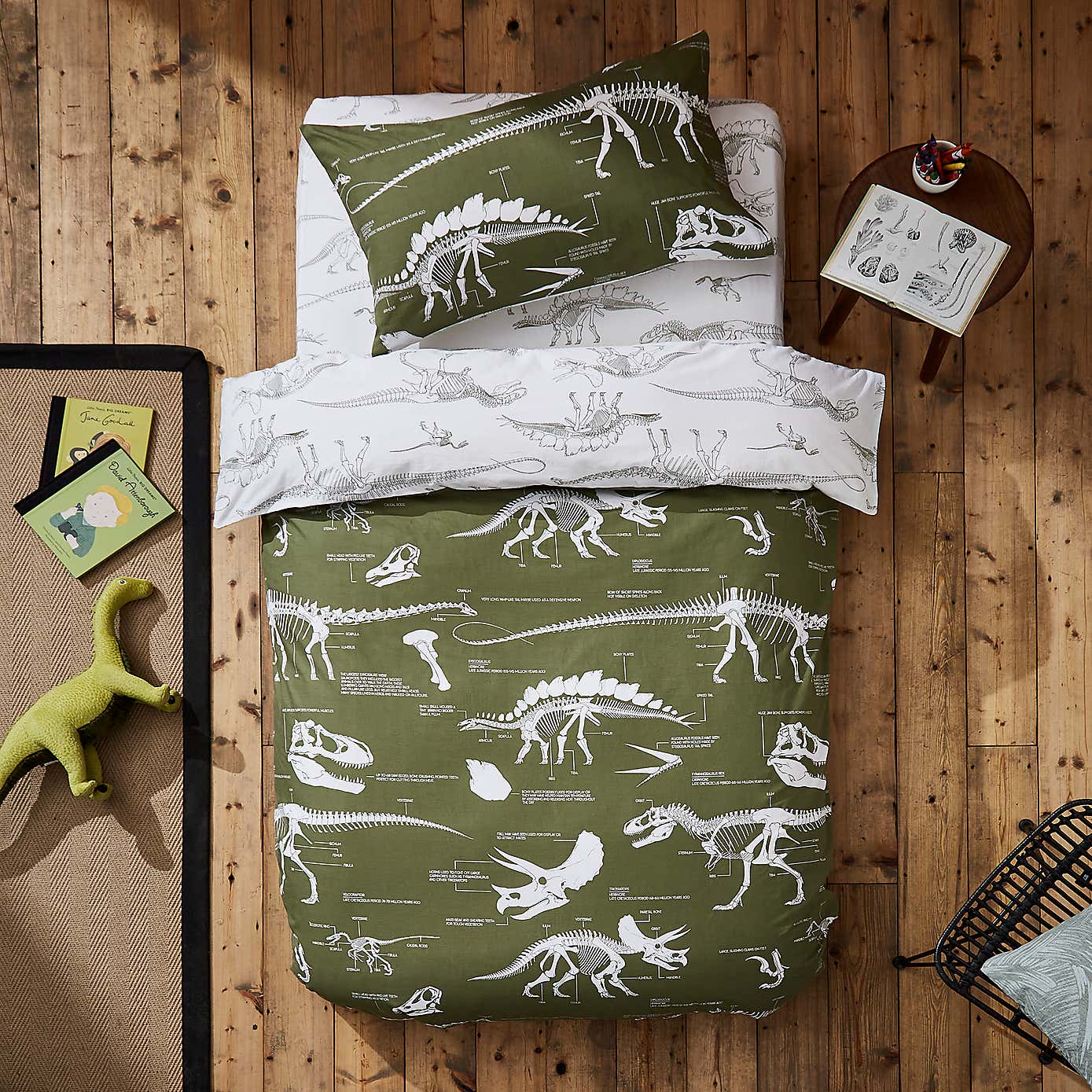 Fossil Forager 100% Cotton Reversible Duvet Cover and Pillowcase Set