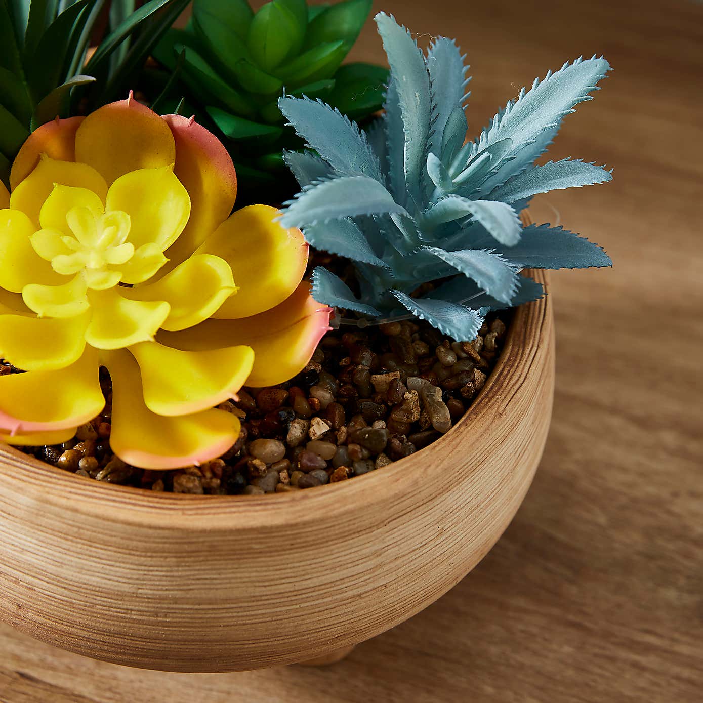 Artificial Succulents in Terracotta Footed Plant Pot