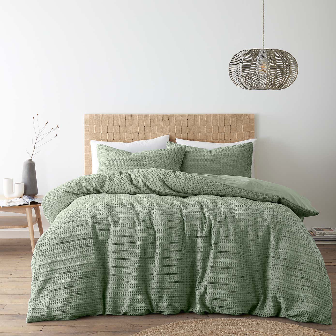 Amberley Waffle Cotton Silver Duvet Cover and Pillowcase Set