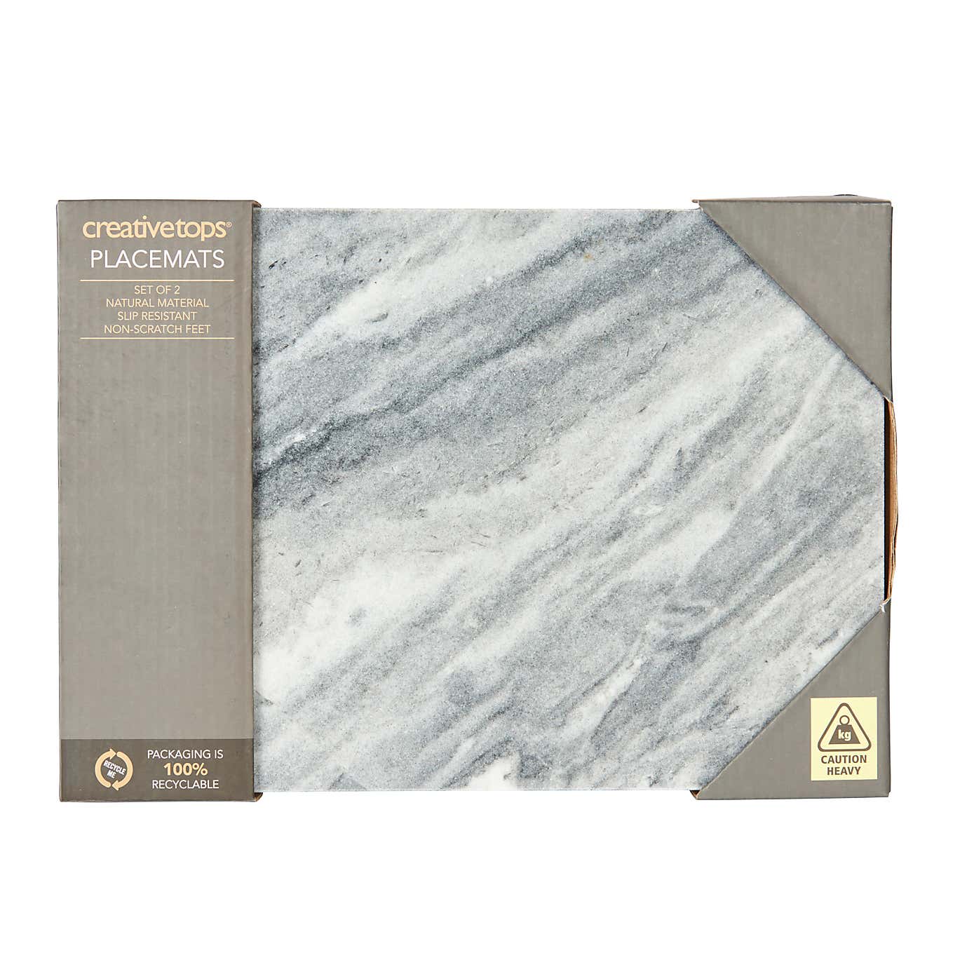 Creative Tops Naturals Set of 2 White Marble Placemats