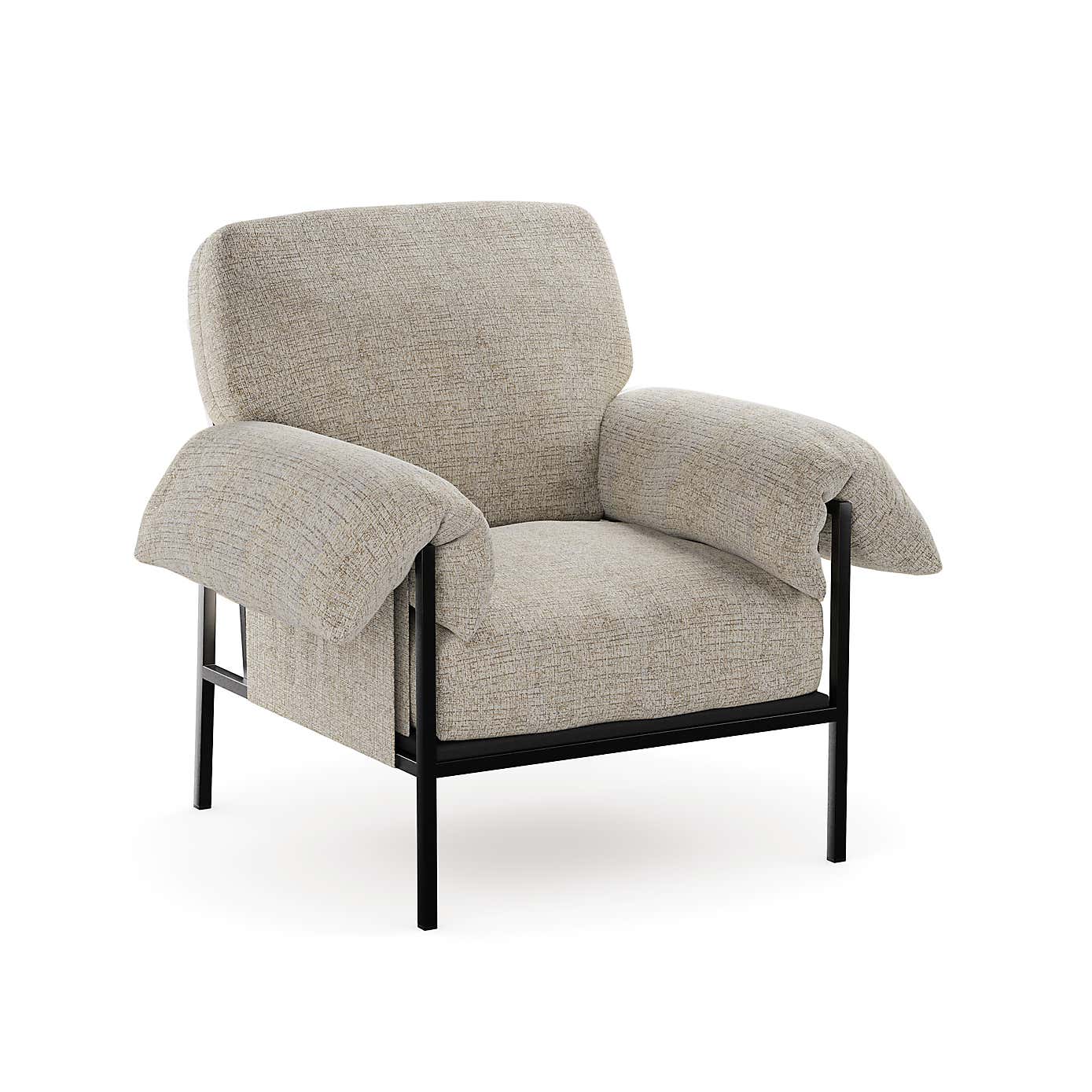 Kai Woven Fabric Pillow Arm Occasional Chair