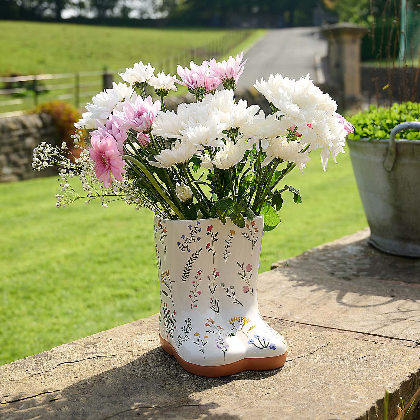 The Cottage Garden Floral Ceramic Welly Vase