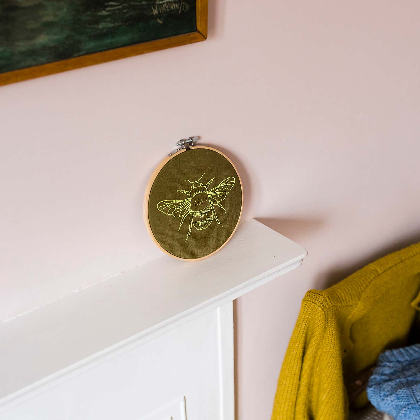 Cotton Clara Bee Khaki Embroidery Hoop Kit