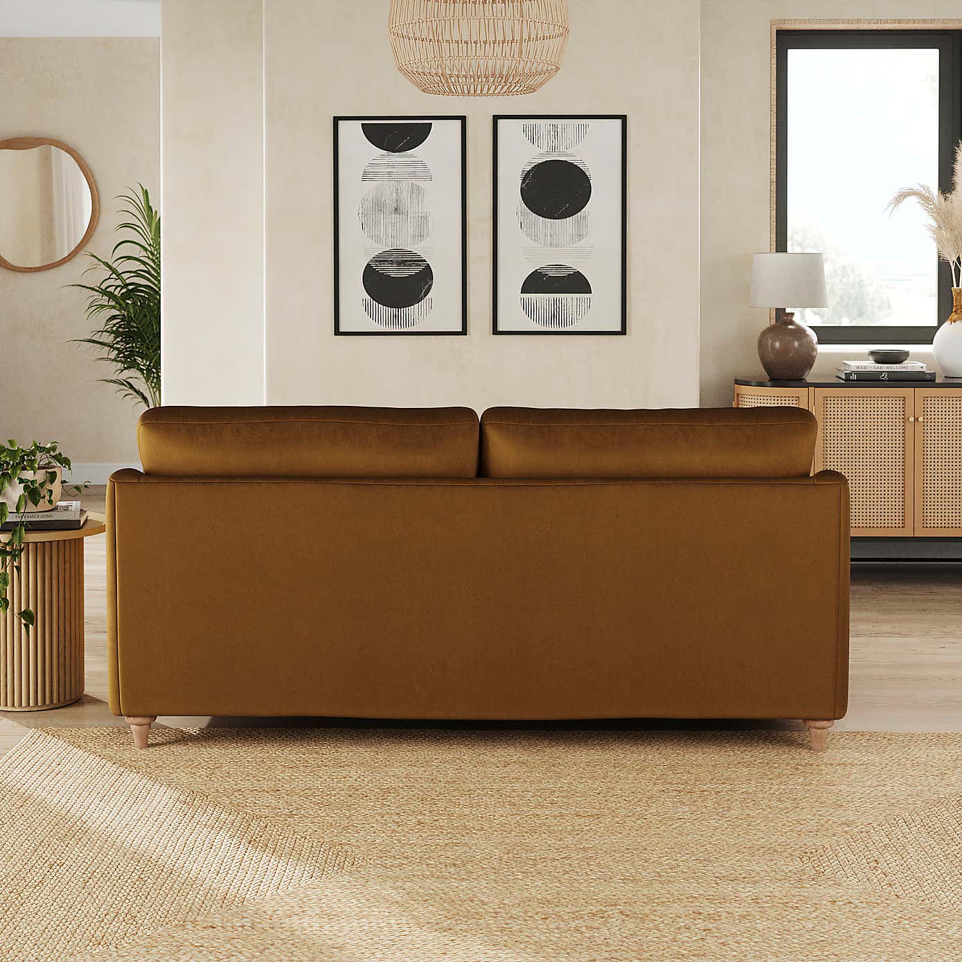 Hattie Matte Plush Velvet 3 Seater Sofa